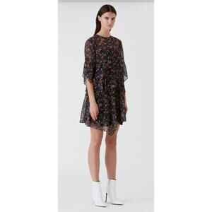 EUC C&M Camilla & Marc Paloma Floral Short Dress Sheer navy floral Overlay Sz: M